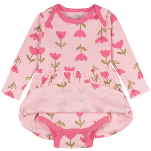 Baby Girls Pink Tulips Bodysuit Dress