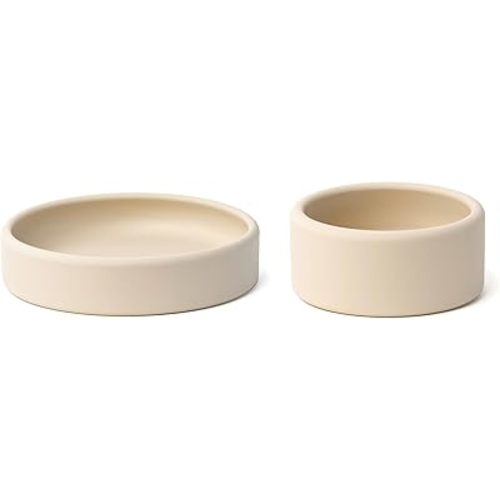 APLAINR Silicone Baby/Toddler Plate and Bowl Bundle, Oat Cream