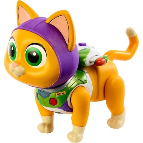 Mattel Disney and Pixar Lightyear Electronic Toy Sox, Jetpack Space Ranger Cat Robot Figure with Motion, Light & Sound, 6.7 in