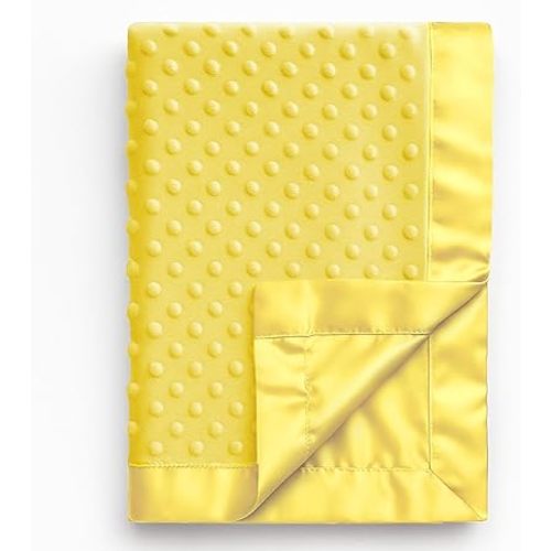 Pro Goleem Baby Soft Minky Polyester Blanket with Satin Backing Baby Gifts for Boys and Girls Pet Blanket for Dogs/Cats/Puppies (Yellow, 30’’ x 40’’)