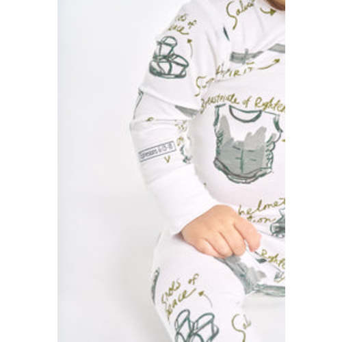Armor of God White PJ Footed Onesie Bamboo – Holy Pals