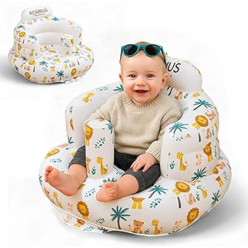 Inflatable Baby Seat Floor Seats for Babies 3 Months and Up for Infants, Blow Up Chair Inflatable Baby Chair, Infant Chair with Built in Air Pump (Inflatable Seat Safari)
