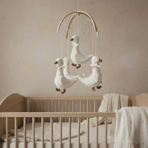 Felt Goose Baby Mobile, Whimsical Cottagecore Nursery Decor