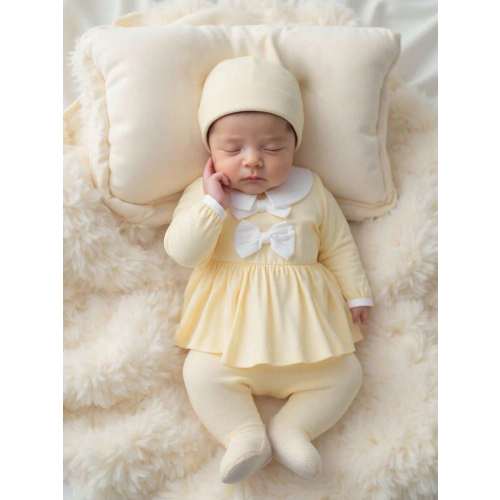 SHEIN Newborn Baby Girls Autumn Outfit Set, Long Sleeve Cute Collar Bow Top, Pants, Socks And Hat Fall Winter | SHEIN USA