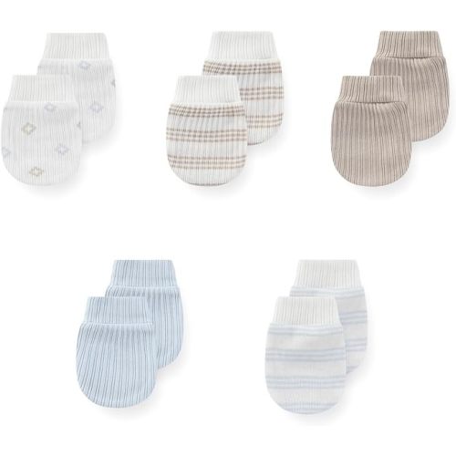 JELYLOVE 5 Pack Unisex New Born Boy Girls Anti Scratch Mittens Cotton Soft Baby Gloves 0-3 Months Infant Essentials