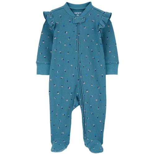 Baby Girl Carter's Floral 2-Way Zip Thermal Textured Sleep & Play Pajamas