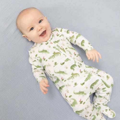 Crayon Alligators - 2 Way Zipper Footie
