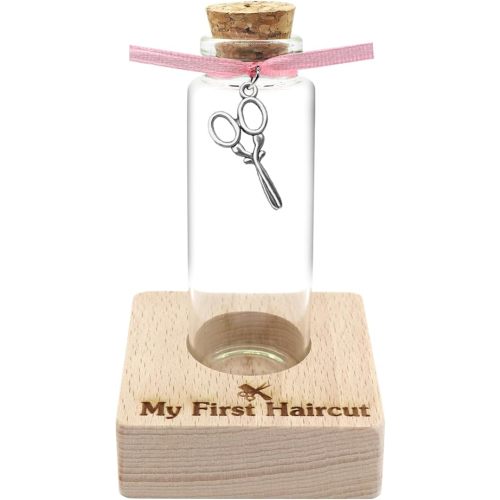 First Haircut Curl Keepsake Jar，Personalized First Curl Baby's First Lock of Hair，My First Haircut Keepsake，Custom First Haircut Photo Gift (pink)