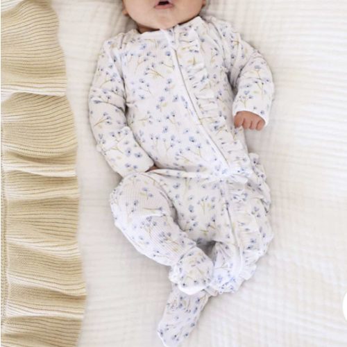 All Bamboo Waffle Zipper Footies