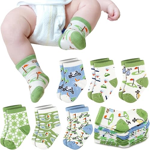 Ramede 6 Pairs Baby Golf Cotton Hosiery Socks Unisex Soft Baby Boys Girls Socks Multiple Colors Outdoor Outfits for Home Celebrating Newborn Toddler Gifts Daily Wear Short Trips
