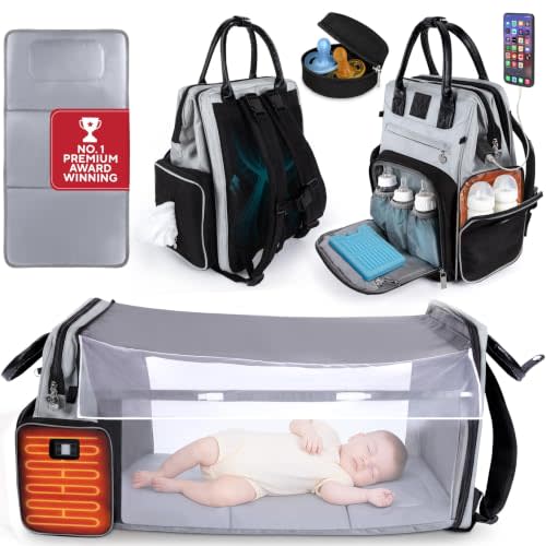Premium Baby Diaper Bag with Changing Station, Diaper Bag Backpack w/ Pad | Award-winning, built-in changing station, warming pockets, waterproof, travel ready, unisex