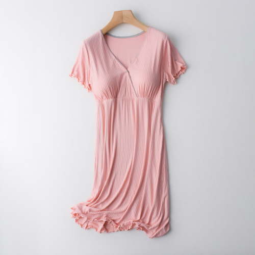 Joau 3 in 1 Delivery/Labor/Maternity/Nursing Nightgown Hospital Gowns for Women Labor Delivery Short Sleeve Breastfeeding Ribbed Sleep Dress