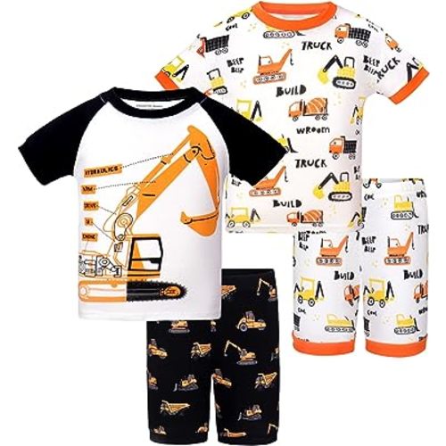 DAUGHTER QUEEN Boys Pajamas 4 Pieces Short Set 100% Cotton Sleepwear Size 18 Months-12 Years