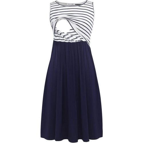 Smallshow Women's Sleeveless Nursing Dresses | Patchwork, Maternity, Breastfeeding