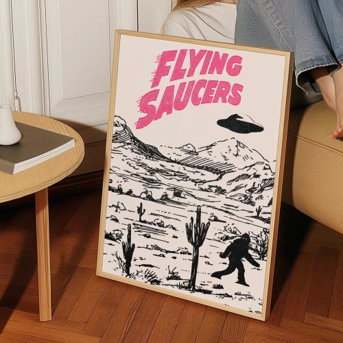 Flying Saucers & Bigfoot Giclee Print: Sci-Fi Area 51 Art