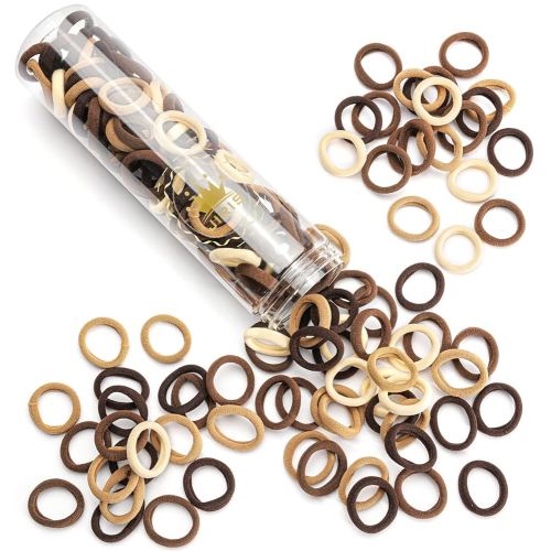 Brown Cotton Hair Ties - 100PCS Seamless Thick Elastic Ponytail Holders, No Crease, No Damage for Women, Kids, and Babies