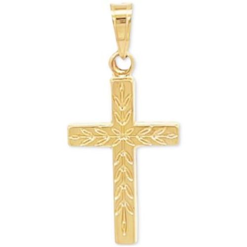 Small Leaf Cross Pendant in 14k Gold
