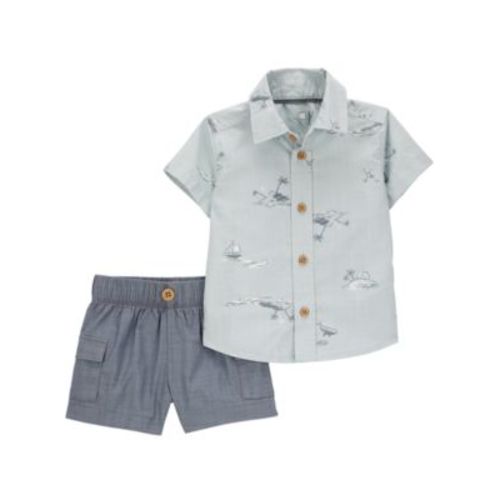 Baby Boys Cotton Button-Down Shirt & Shorts, 2 Piece Set
