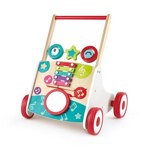 Hape Wooden Push and Pull Music Learning Walker| Multiple Activities Center for Toddlers Ages 10 Months and Up