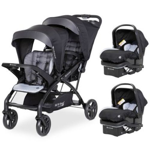 Baby Trend Double Stroller with 2 EZ-Lift Plus Infant Car Seats, Sit N' Stand, Stormy - Portable and Lightweight Stroller Duo and Car Seat Travel