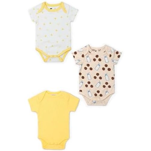 MONICA + ANDY Short Sleeve Jack & Jill Bodysuit, 100% Organic Baby Clothes for Girls & Boys, Newborn, Infant & Preemie Sizes