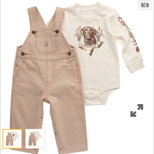 Boys' 2-Piece Long Sleeve Bodysuit & Stripe Overall Set (Baby) | Gifts for Everyone | Carhartt