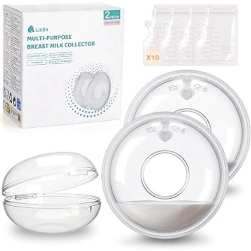 Amazon.com : Lictin Breast Shells Milk Collector, 2PCS Milk Collectors for Breastfeeding | 60ML Breast Milk Collection cups with 10PCS Milk Storage Bags(Silicone Storage Box), Milk Collector Catcher for Nursing Moms : Baby