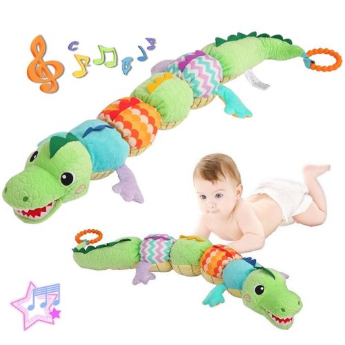 Baby Sensory Blue Chameleon Plush Musical Rattle Toy with Rustling Sounds for Infant 0-6 Months, Tummy Time Sensory Toys for 3-12 Month Old Newborn