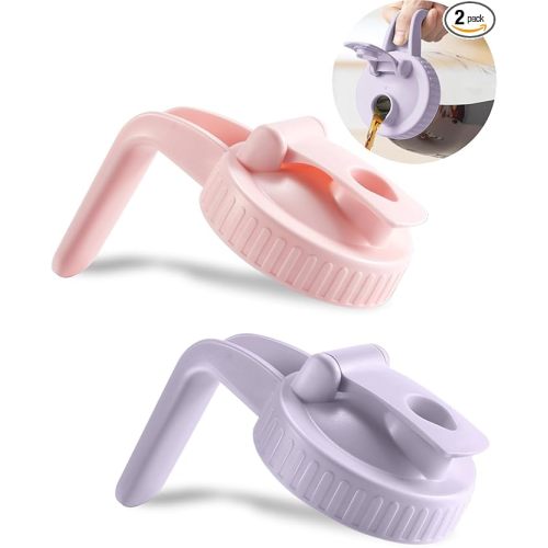 2 Pack Wide Mouth Mason Jar Lids V-Shaped with Handle, Mason Jar Pour Spout with Extended Flip Lid Easy to Open, Airtight Leak Proof and Durable (Jars Not Included)