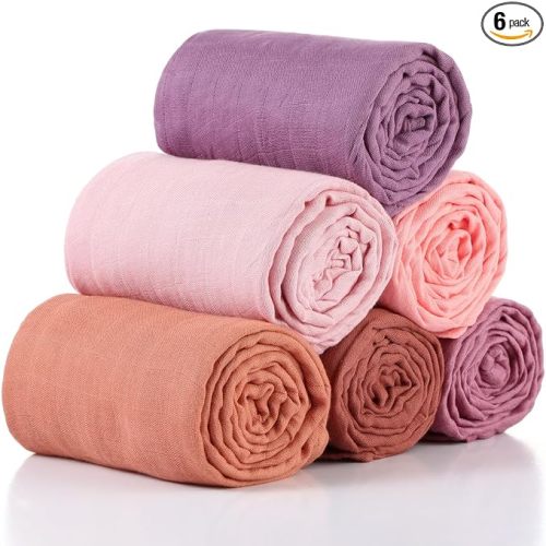 47 x 47 Inches Muslin Swaddle Blankets Cotton Newborn Receiving Blankets Breathable Colorful Baby Swaddle Soft Baby Registry Essentials Gift for Unisex Boy Girl(Classic Colors)