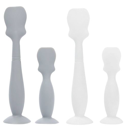 Horuhue Baby Diaper Cream Spatula, 4 Pack Baby Diaper Brush with Humanized Handle and Suction Cup, Baby Cream Applicator Newborn Butt Paste Spatulas (Grey & White)