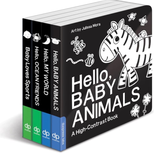 High Contrast Baby Book Set: 4 Board Books for Newborns