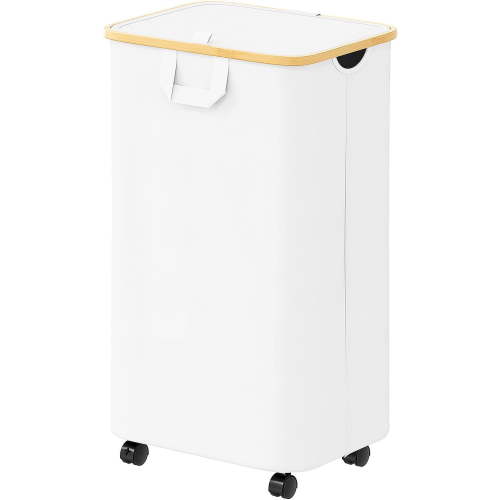 SpaceAid 110L Laundry Hamper with Wheels and Lid, Large Tall Clothes Basket Bin, White