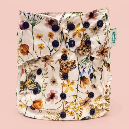 Floral: Essentials Pocket Cloth Diaper with Athletic Wicking Jersey, Grows with your Baby