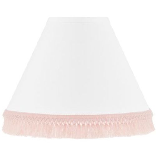 Sweet Jojo Designs Girl Empire Lamp Shade 4in.x7in.x10in. Boho Fringe White and Pink