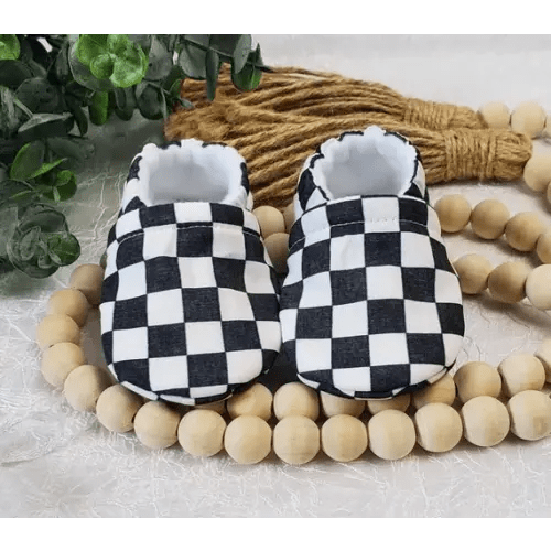 Charcoal/black Checkered Baby Moccasin, Baby Moccasin, Baby Booties, Soft Baby Slippers, - Etsy