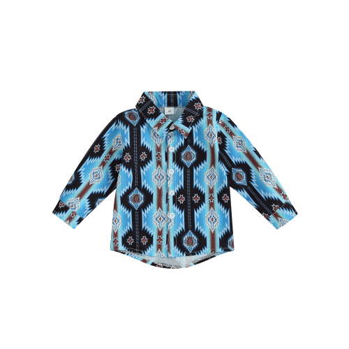 Wassery Western Toddler Autumn Clothes 6M 12M 18M 24M 3T 4T Baby Boy Long Sleeve Lapel Pattern Print Shirt Tops Cowboy Country Clothing 6M-4T