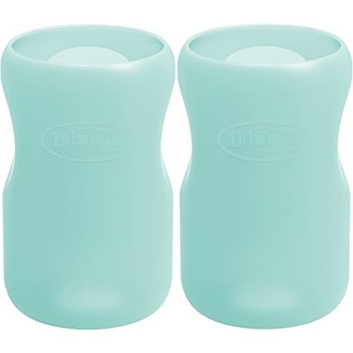 Dr. Brown's Options+ Wide-Neck Glass Bottle Sleeve, 100% Silicone, Mint, BPA-Free, 9 oz, 2-Pack
