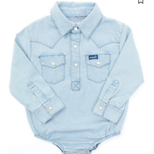 Wrangler Infant Boys' Long Sleeve Collared Onesie