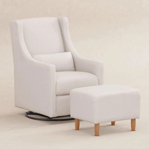 Babyletto Toco Swivel Glider and Ottoman in Eco-Performance Fabric | Water Repellent & Stain Resistant