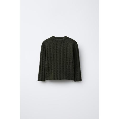 CABLE KNIT JUMPER - Dark green | ZARA United States