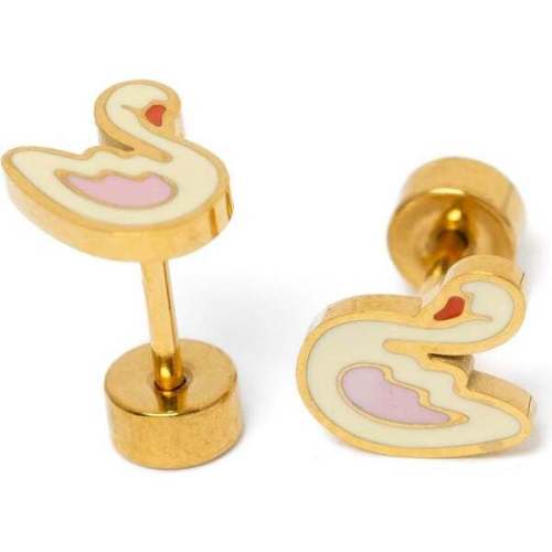 Swan Studs, White - Pip Pop Post | Maisonette