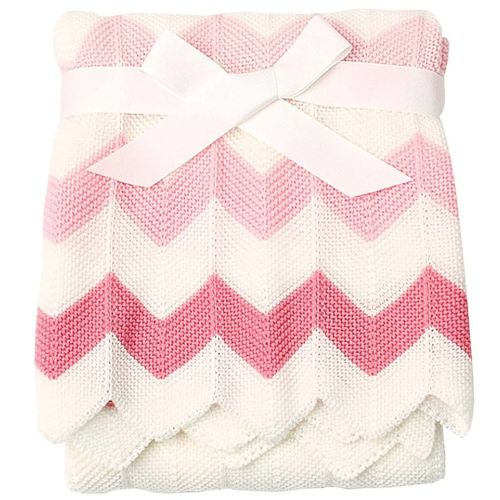 Cozyholy Baby Blankets for Girls Nursery Swaddling Receiving Blankets Cute Chevron Knit Blanket Pink Newborn Baby Girl Crib Blanket, 40x30 inch