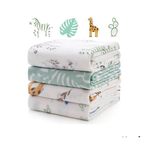 Momcozy Muslin Best Wishes Swaddle Blankets, Ultra Soft Neutral Registry Essentials, Jungle Trails & Wild Pals, Breathable Large 47'' x 47'' Newborn Boys Girls Receiving Blanket