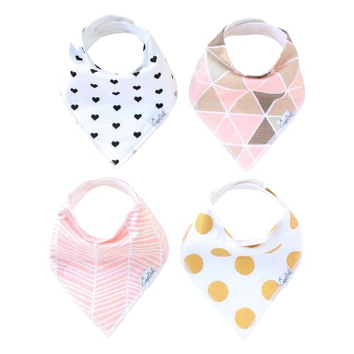 Copper Pearl Baby Bibs 4 Pack, Printed Bandana Drool Bibs for Baby Girl & Boy, Soft Cotton Drooling Teething Bibs