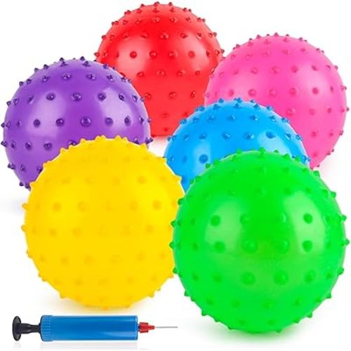 LOVEINUSA 6 PCS Bouncy Balls with Pump, 7 Inch, Multicolor