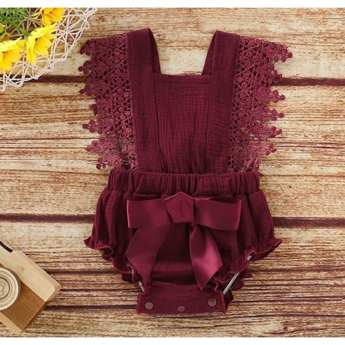 Baby Girl - Burgundy Romper - Sweet Pea & Co