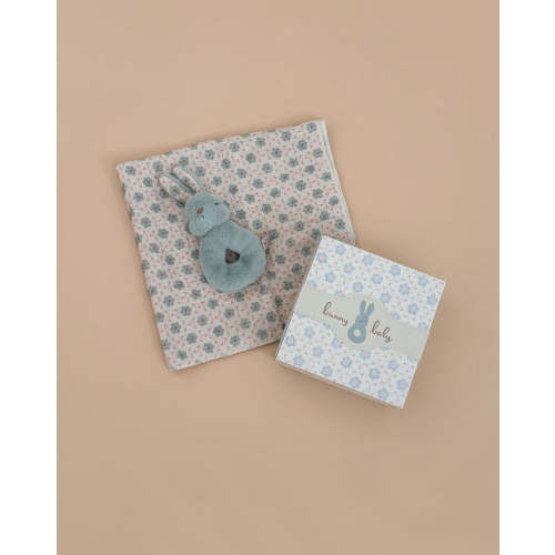Maileg Bunny Rattle & Burp Cloth Set - Mint