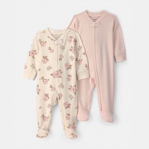 Baby Girl Carter's 2-Pack Flower Striped Snug Fit Sleep & Play Pajamas