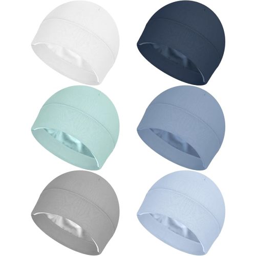 6 Pcs Satin Lined Baby Newborn Hats Silk Satin Lined Beanie Toddler Hat for Hospital Infant Girls Boys